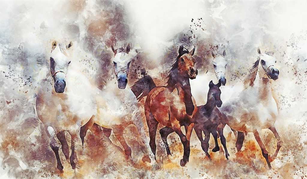 cuadro de caballos corriendo